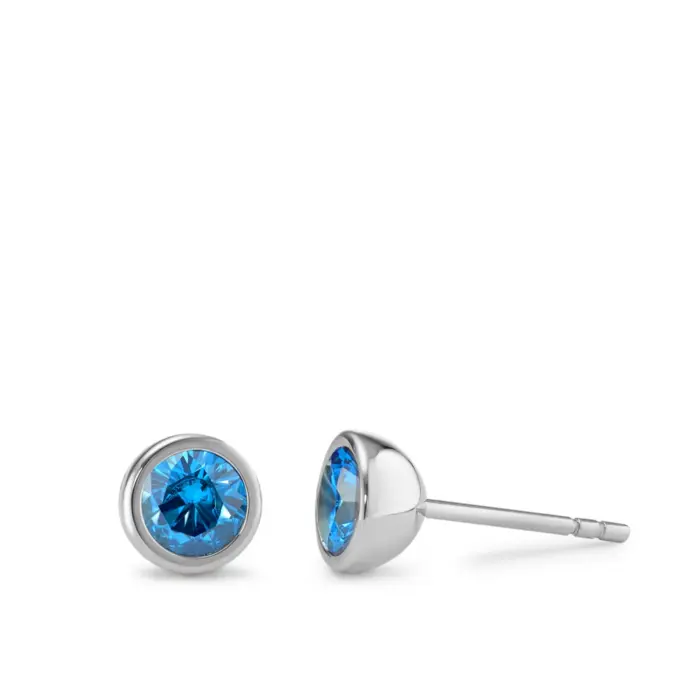 Edelstahl Ohrstecker mit blauen Zirkonia