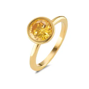 goldplattierter Edelstahl Schmuckring mit gelbem Zirkonia
