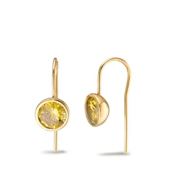 Edelstahl Ohrhänger mit Goldplattierung und gelben Zirkonia