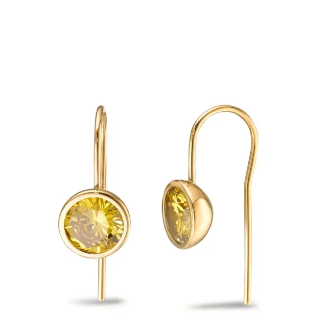 Edelstahl Ohrhänger mit Goldplattierung und gelben Zirkonia