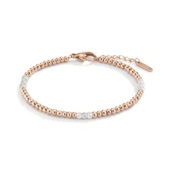 Armband aus Edelstahl mit Muschelperlen und Roségoldplattierung