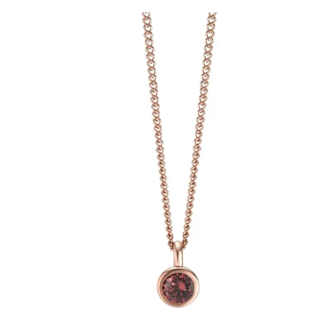 Halskette aus roségoldplattiertem Edelstahl mit Anhänger mit rotem Zirkonia