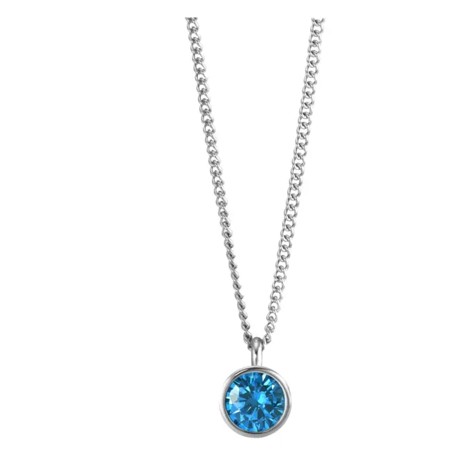 Halskette aus Edelstahl mit blauen Zirkonia-Anhänger