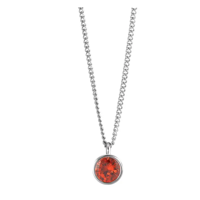 Halskette aus Edelstahl mit orangenem Zirkonia-Anhänger