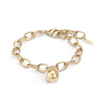 Gliederarmband aus goldplattiertem Edelstahl mit strahlender Perle