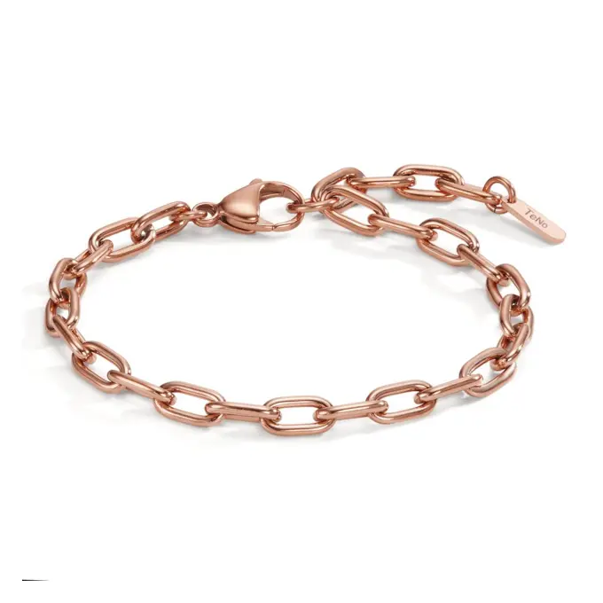 Gliederarmband aus roségoldplattiertem Edelstahl mit Polierung