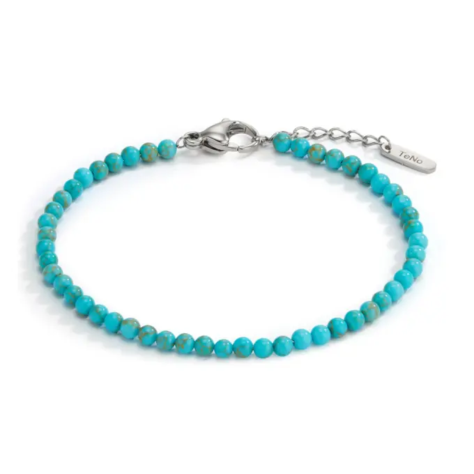 Armband aus Edelstahl mit Perlen aus echtem Türkis