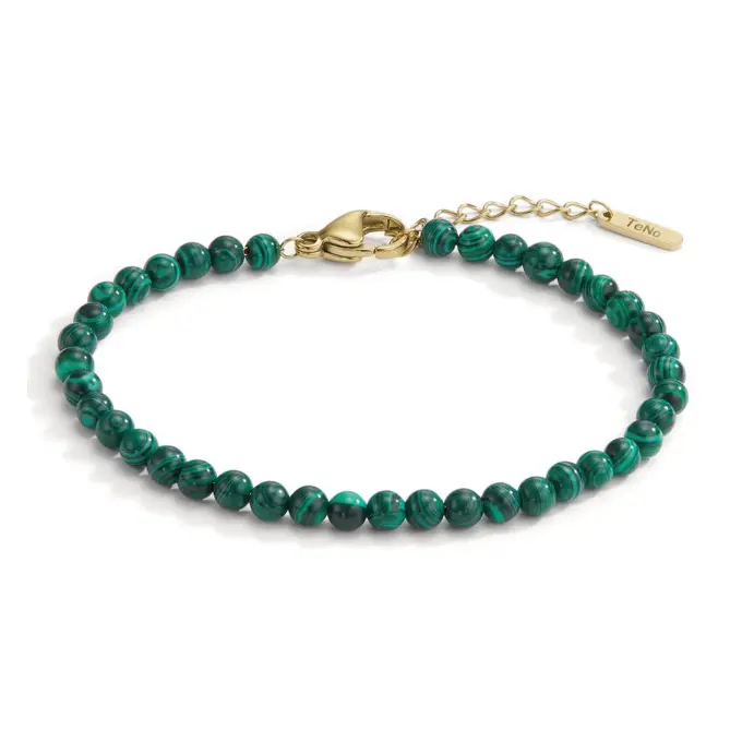 Armband aus Edelstahl mit Perlen aus echtem Malachit