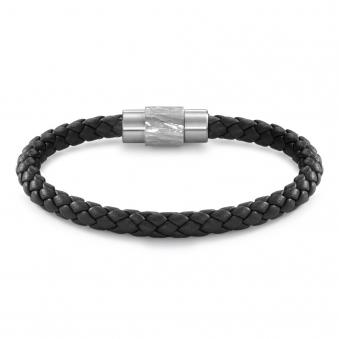 Bicolores Armband aus geflochtenem Leder mit auffälligem Verschluss aus Edelstahl 3967543