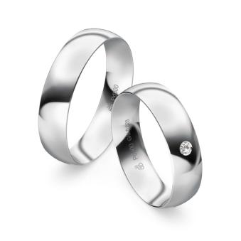 Eheringe aus Palladium mit strahlender Polierung und Diamanten 9193