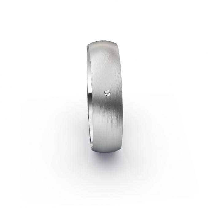 Aufnahme von schlichten matten Trauringen aus Palladium 500 mit Diamanten mit 6 mm Breite