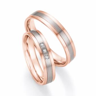 Aufnahme von Eheringen aus Rosègold & Palladium 500 mit weißen Diamanten 
