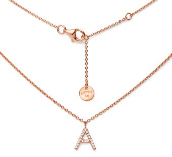 Buchstaben-Kette, Zirkonia, Silber, individuell, Rosé 8192