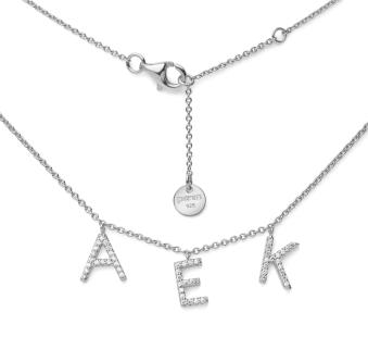 Individuelle Initialen-Kette aus Silber 925 mit Zirkoniasteinen MY007