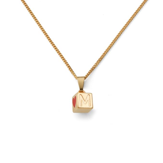 Individuell gestaltbare Kette mit Würfelanhänger und optionalem Steinbesatz MY028