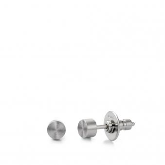 Minimalistische runde Ohrstecker aus satiniertem Edelstahl  3967541