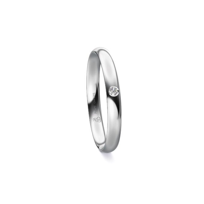 Ehering aus 500er Palladium mit Polierung und Diamanten 9254
