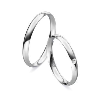 Eheringe aus 500er Palladium mit Polierung und Diamanten 9254