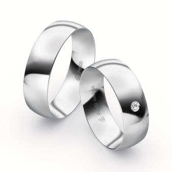 Eheringe aus 500er Palladium und strahlender Polierung mit Diamanten 9233