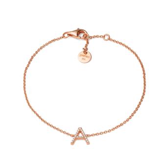 Buchstaben-Armband aus vergoldetem Silber 925 mit Zirkonia-Steinbesatz zum Selbstgestalten MY015