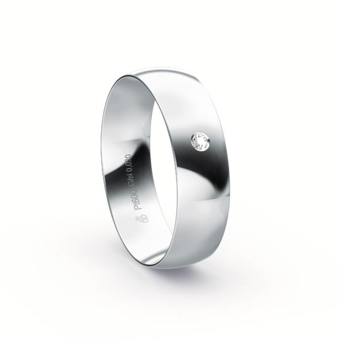 Ehering aus Platin mit strahlender Polierung und Diamanten 9232