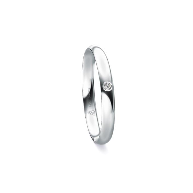Ehering aus Platin mit strahlender Polierung und Diamanten 9253