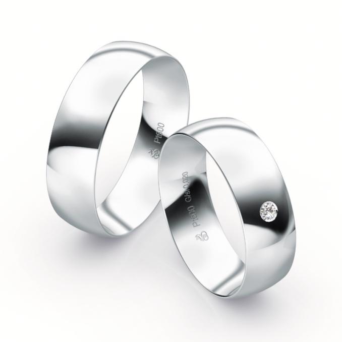 Eheringe aus Platin mit strahlender Polierung und Diamanten 9232