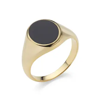 Siegelring aus goldplattiertem Silber mit Onyx-Einlage