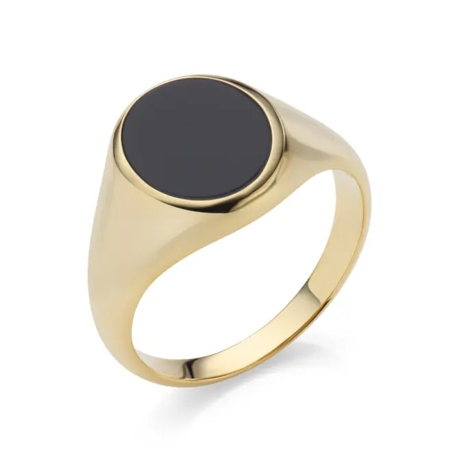 Siegelring aus goldplattiertem Silber mit Onyx-Einlage