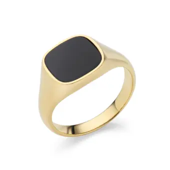 Siegelring aus goldplattiertem Silber mit schwarzer Onyx-Einlage