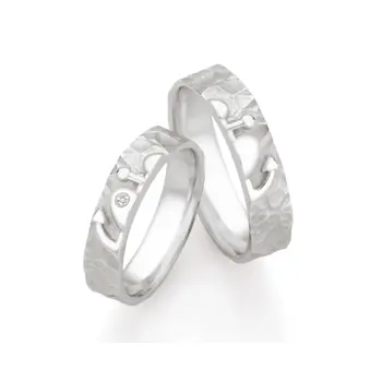Eheringe aus 925er Silber mit Glaube Liebe Hoffnung als Symbol und Diamant