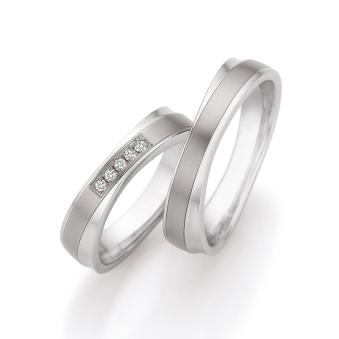 Geradlinige Eheringe aus Edelstahl und Titan mit 5 Diamanten 9194