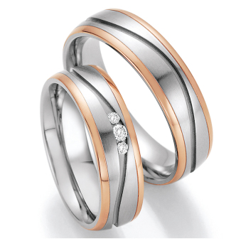 Eheringe Trauringe aus Stahl & Rotgold mit Diamant Ruesch Collection Nowotny 88/60070-060