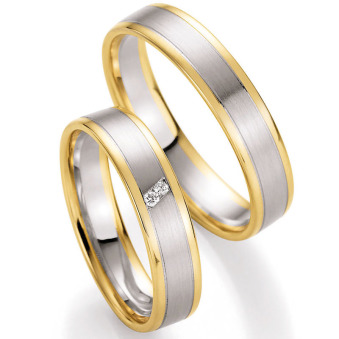 Eheringe Trauringe aus Weißgold und Gelbgold mit Diamant Ruesch Collection Nowotny 66/10310-045