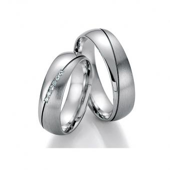 Beeindruckende Palladium 500 Eheringe mit Diamanten in Rille 3560027