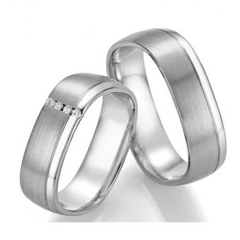 Kostbare Eheringe aus Platin 950 mit eckiger Form und vier Diamanten 5560013