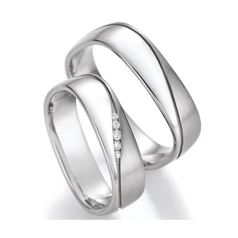 Eheringe Trauringe eckig aus Silber 925 mit Diamant Ruesch Collection Nowotny 55/30050-051