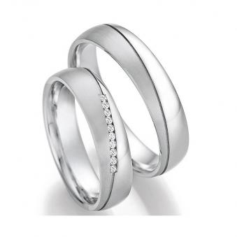 Eheringe Trauringe aus Silber 925 mit Diamant halbmatt halbpoliert