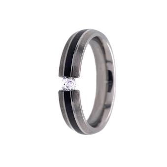 Außergewöhnlicher Titan Verlobungsring mit großem Diamanten und matter Oberfläche 7487
