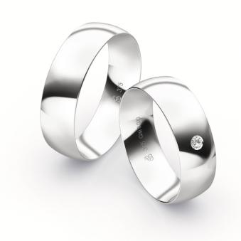 Eheringe aus Weißgold mit strahlender Polierung und Diamanten 9226