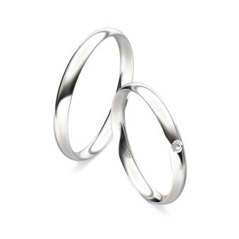 Eheringe aus Weißgold mit strahlender Polierung und Diamant 9252