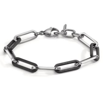 Armband aus polierte Edelstahl mit Gliedern aus Carbon