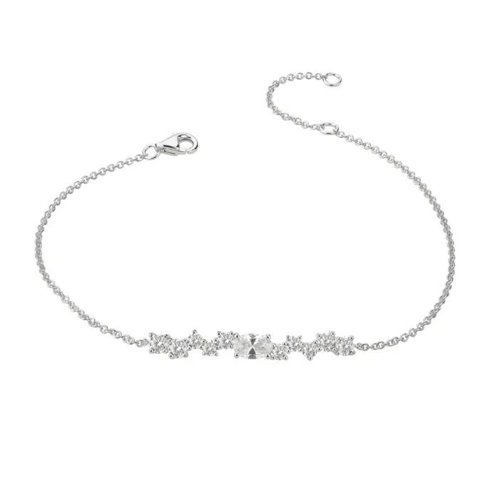 Armband aus rhodiniertem Silber 925 mit zentralen Zirkonia