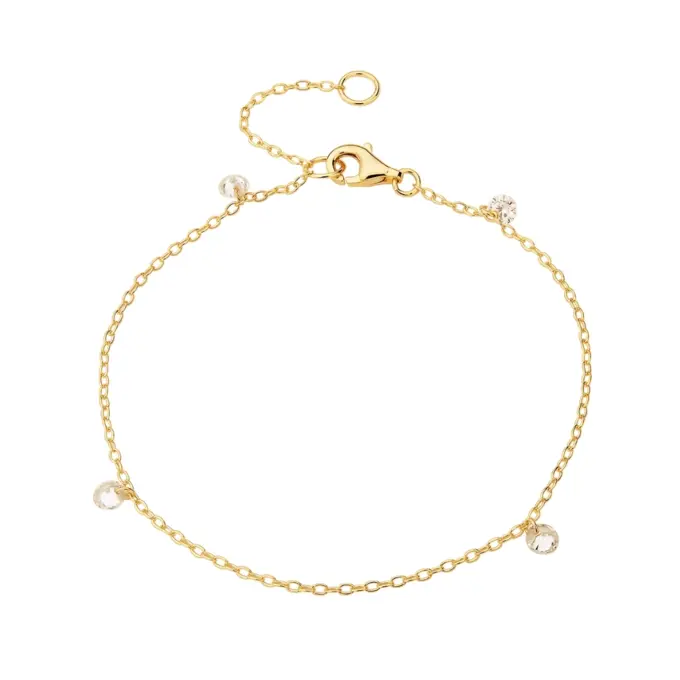 Armband als goldplattiertem Silber 925 als Ankerkette mit 4 Zirkonia