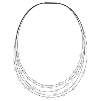 Seilcollier aus geschwärztem Edelstahl mit vielen Muschelperlen