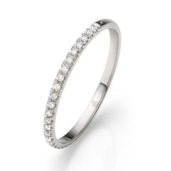 Platin Vorsteckring mit 25 Diamanten poliert schmal 