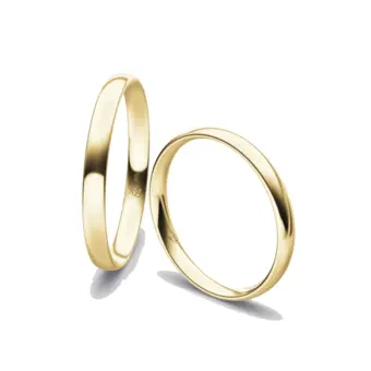 Gelbgold Eheringe mit polierter Oberfläche 2,5 mm breit und 1,2 mm Stärke