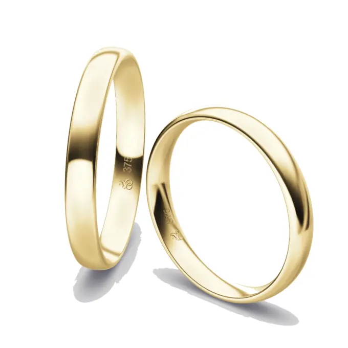 Gelbgold Eheringe in polierter Gestaltung mit 3 mm Breite und 1,3 mm Stärke