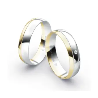 polierte Plagentum und Gelbgold Eheringe mit Labor Diamanten