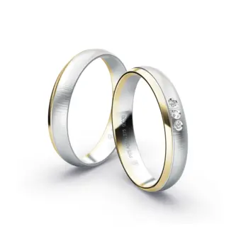 Plagentum Eheringe mit Labor Diamanten und poliertem Gelbgoldstreifen